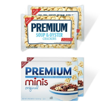 BEST BY JAN-08-2025)) Premium Soup & Oyster Crackers and Minis Saltine Crackers Variety Pack  4 Packs