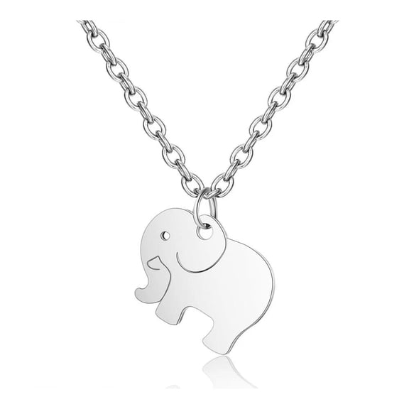 304 Stainless Steel Pendant Necklace Elephant Stainless Steel Color 16" 1Mm A411