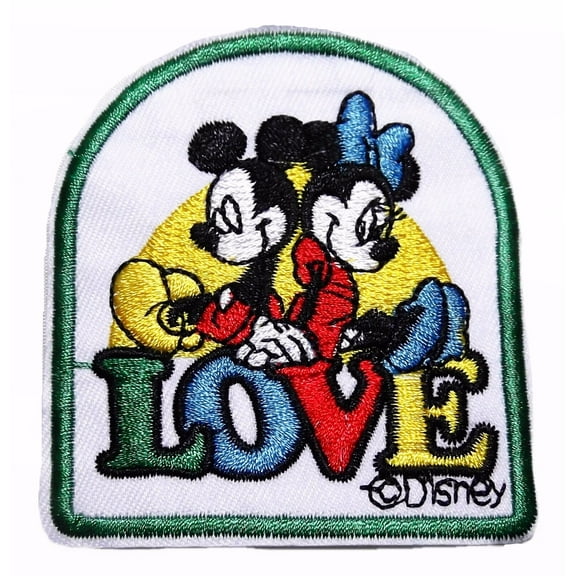 Mickey & Minnie Mouse Love 1 3/4" Tall Embroidered Patch