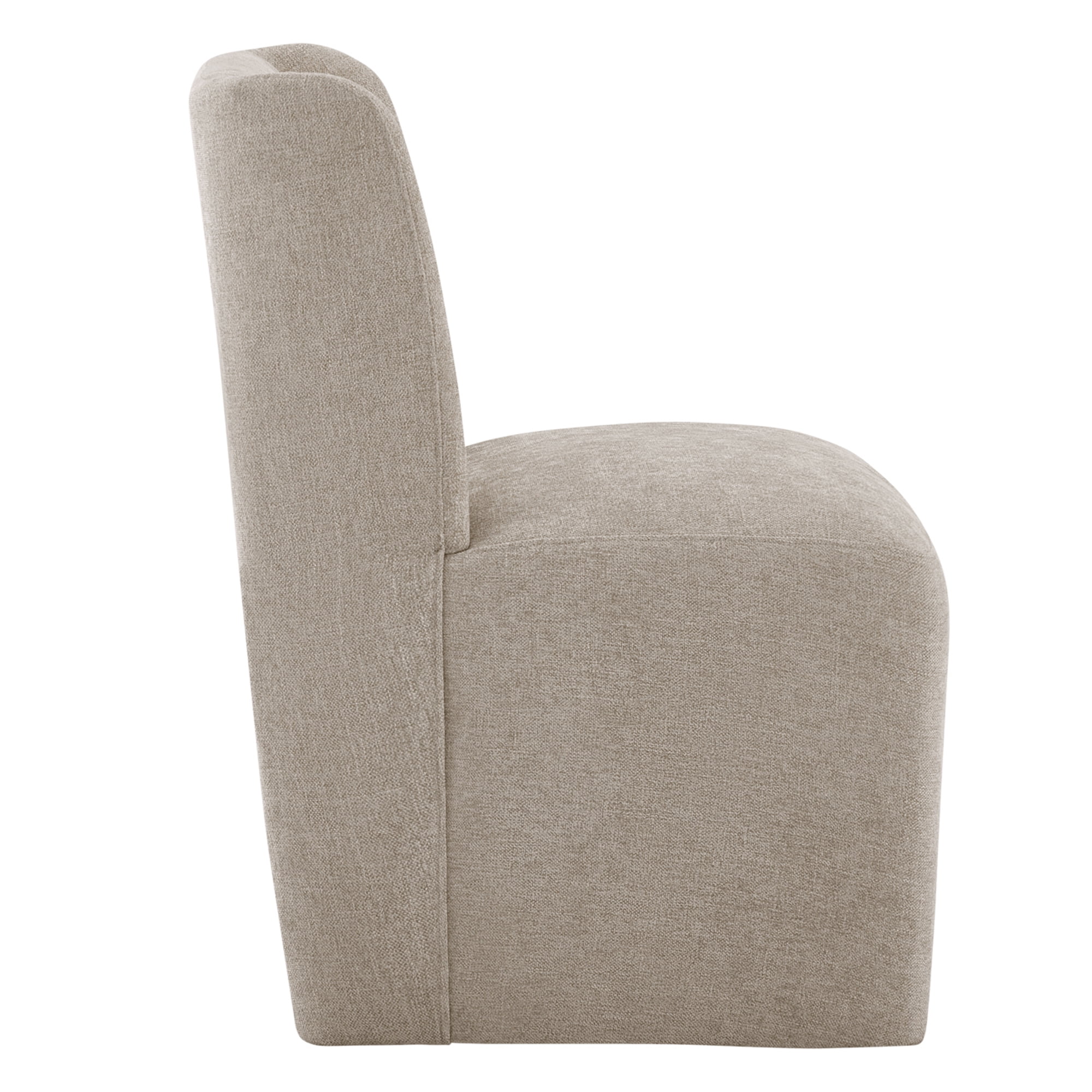 Spruce & Spring Modern Upholstered Dining Chair with Wingback and Hidden Casters, Single, Fabric in Khaki