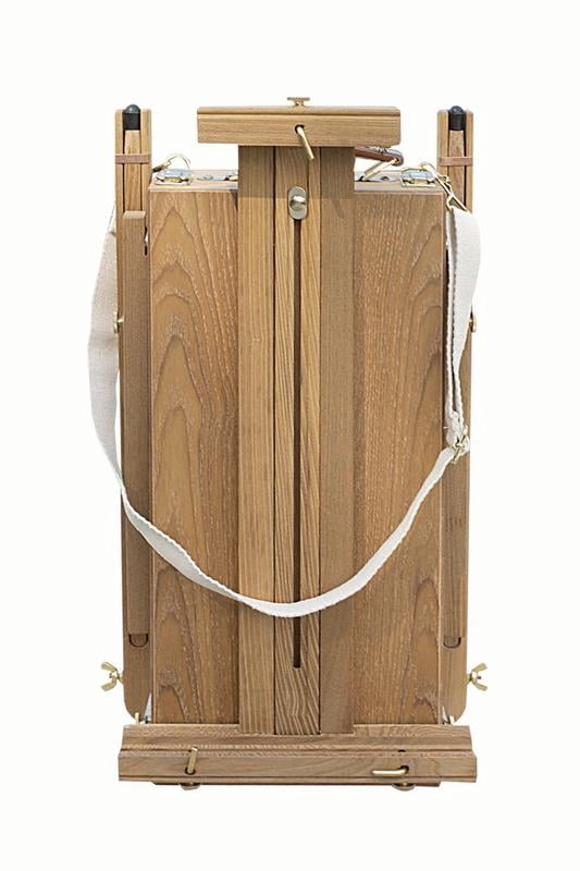 Creative Mark Cezanne Half Box French Travel Easel - All Wood, Oiled Elm, Lightweight 11.25 lbs, Watercolor, Drawing, Plein Air Use, Comfortable Handle, Adjustable Strap
