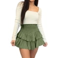 thumbnail image 5 of Liacowi Women Pleated Mini Skirt High Elastic Waisted Ruffle Summer Flowy Casual Cotton Skater Skirts, 5 of 9