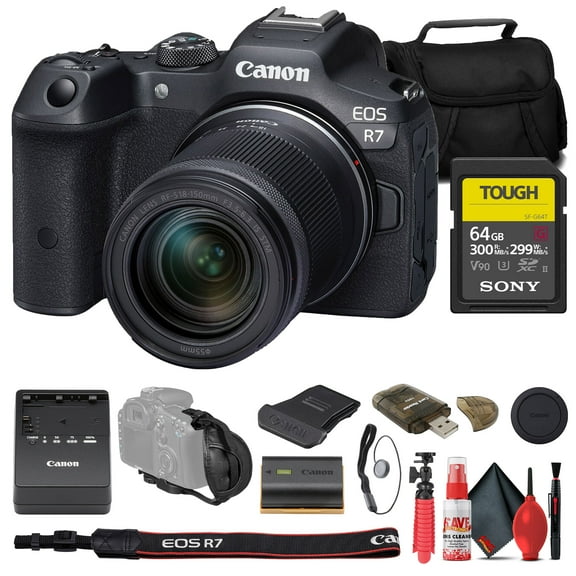 Canon EOS R7 Mirrorless Camera with 18-150mm Lens (5137C009)   Sony 64GB TOUGH SD Card   More (International Version)