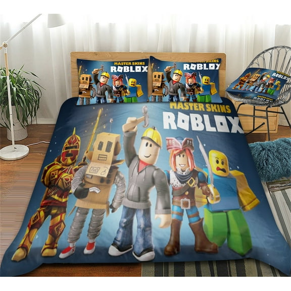 3 Pieces Duvet Cover Sets 3D Game Roblox Bedding Sets Full Size Soft and Breathable Qulit Cover for Boys Girls Bedroom Decor