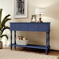 thumbnail image 4 of HLR 47" Mid Century Console Tables, Aged Finish Entryway Table with Storage Shelf for Hallway, Navy Blue, 4 of 9