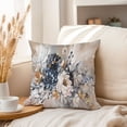 thumbnail image 3 of Ethan Taylor Floral Throw Pillow Soft Cushion Cover 'The Floral Bouquet Flowers Floral Bouquet' Classic Pattern Decorative Square Accent Pillow Case, 16x16 Inches, Blue, Beige, 3 of 5