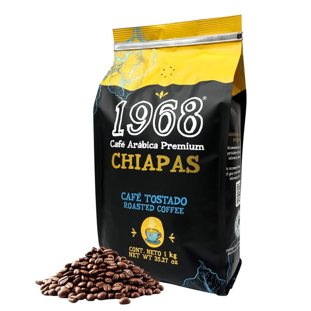 Café 1968 Chiapas Grano 1kg | Perfil fuerte | Notas a chocolate y frutos rojos | Tueste Oscuro