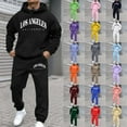 thumbnail image 2 of Aihuaihua Mens Graphic Sweatsuits Los Angeles Hoodies and Sweatpants 2 Piece Set Long Sleeve Track Suits Casual Workout Jogging Suits Beige M, 2 of 5