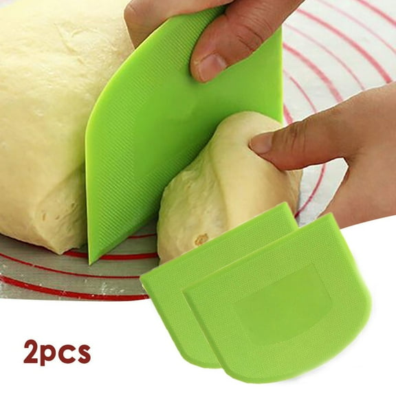 2PC Plastic Cake Cream Spatula Dough Butter Batter Scraper Baking Tools/ 2Pc Dough Scraper Baking Tools Soft Scraper Green