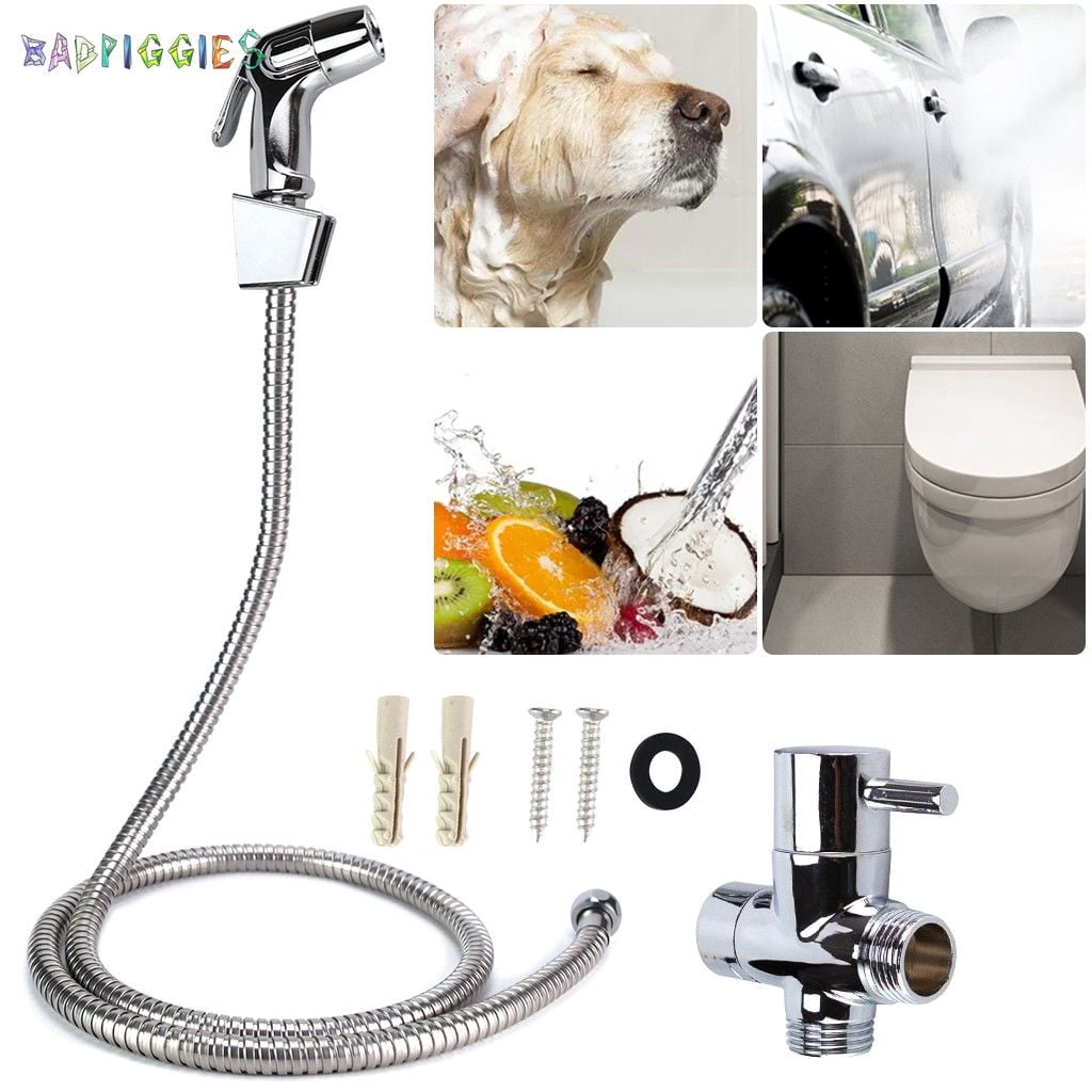 BadPiggies Stainless Steel Hand Held Bidet Toilet Sprayer Kit Diaper Washer Portable Shower Sprayer for Bathroom