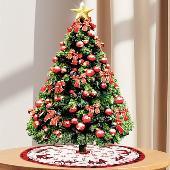 Nkmbld Christmas Tree Skirt Double-Layer Design, Luxury Velvet Tree Collar for Party Rustic Xmas Holiday Decorations Home