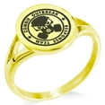 thumbnail image 1 of Stainless Steel Bio Zombie Outbreak Response Team Minimalist Oval Top Polished Statement Signet Ring, 1 of 1