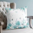 thumbnail image 4 of Pillow Covers 18x18 Set of 2, Turquoise Hydrangea Throw Pillow Covers Decorative Couch Cushion Cover, Farm Florals Butterflies Botanical Flowers Microfiber Soft Pillowcases for Bedroom Living Room, 4 of 9