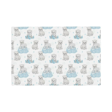 

Table Placemats Set of 4 - Playful Polar Bear Pals 12x18 In Faux Linen Double Heat Resistant Place Mats Cloth Indoor/Outdoor Placemats Washable Table Mats for Dining Kitchen Party