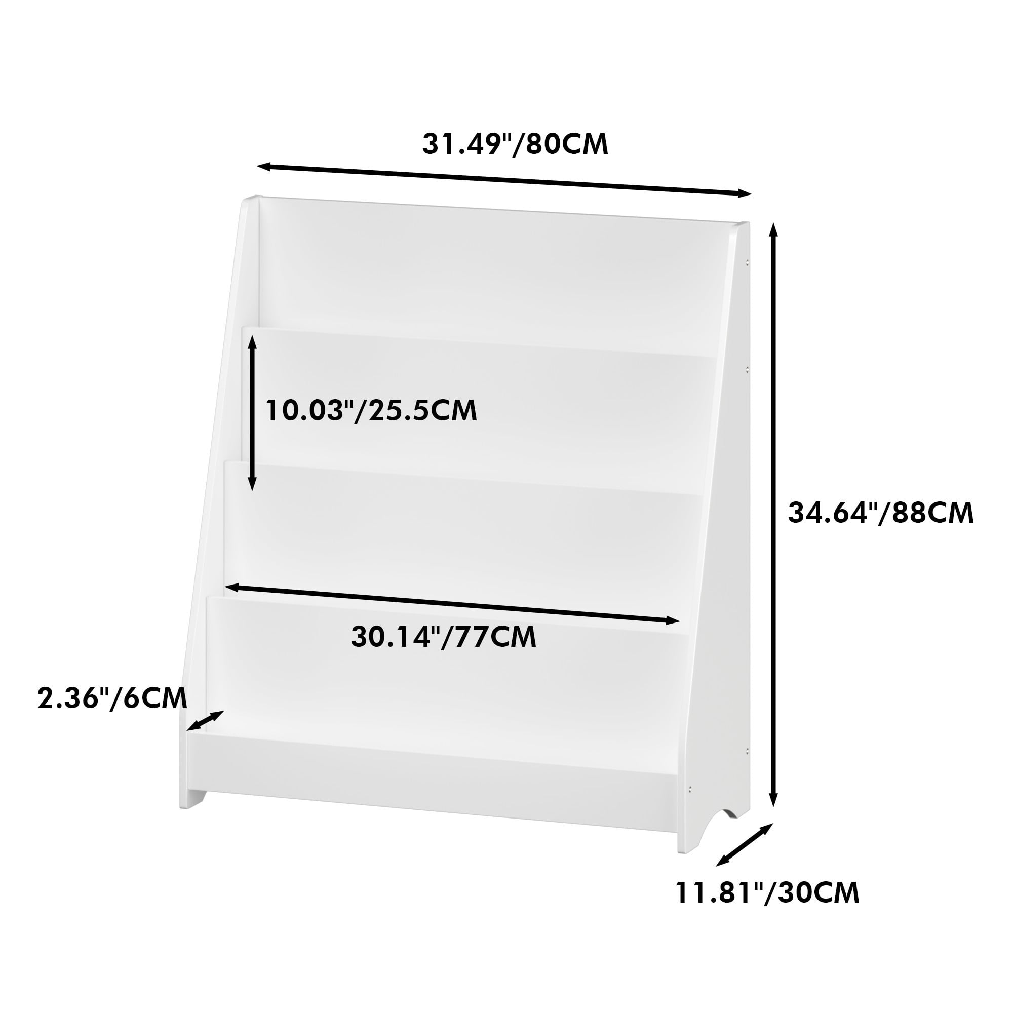 4-Tier Bookshelf,Book Display Shelves,Toy Storage Organizer for Kids Room Playroom Nursery,White 01
