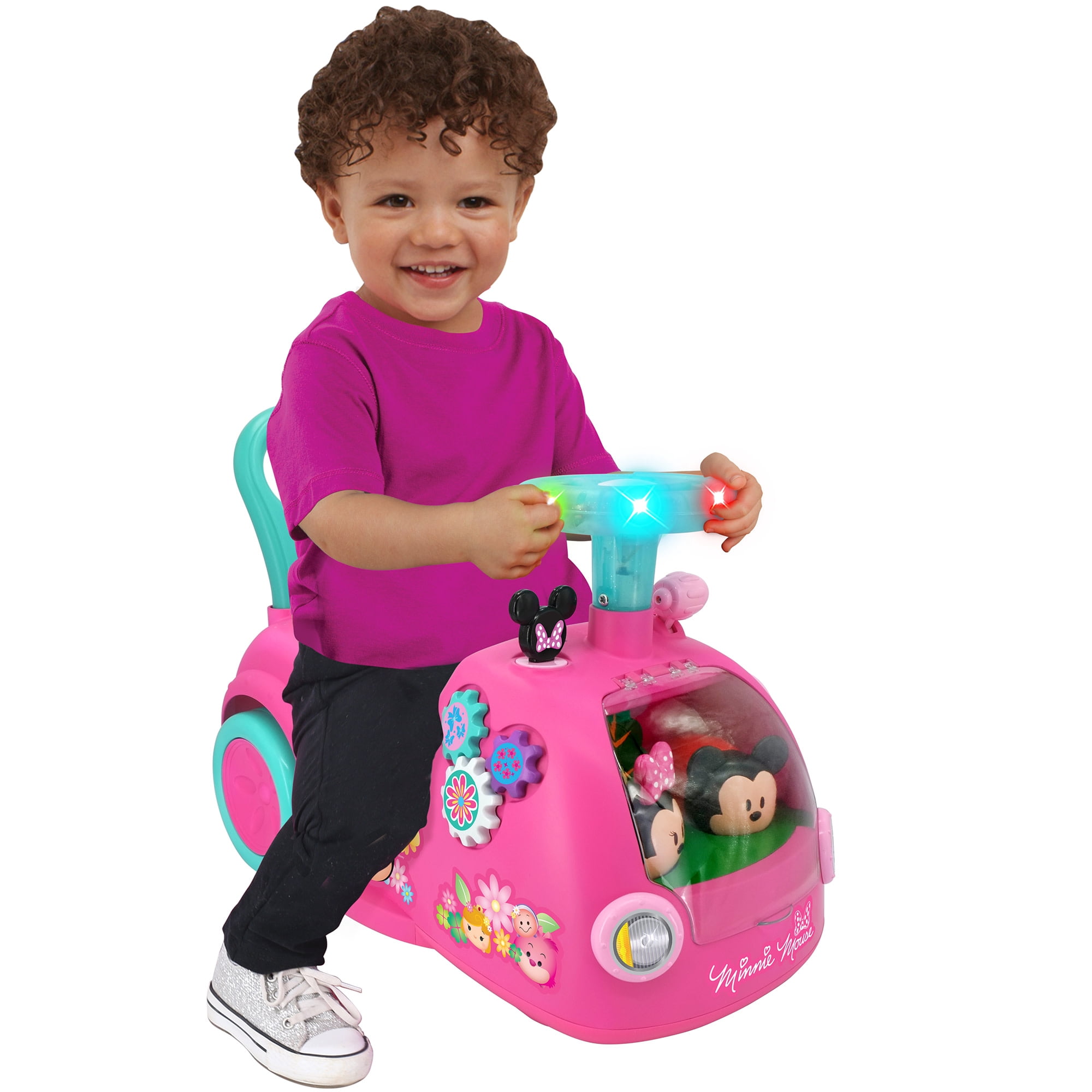 Kiddieland: Zoom n' Go Activity Ride-On - Minnie Mouse - Disney Lights & Sounds Foot-To-Floor Vehicle, 2 Mini Toy Zooms, Storage Seat, Toddler 12-36mo