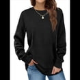 thumbnail image 1 of Sudadera Informal de Cuello Redondo para Mujer, Larga, Corte Holgado, Cuello Alto, Forro Cómodo, Prendas de Moda para Otoño. Negro L, 1 of 8