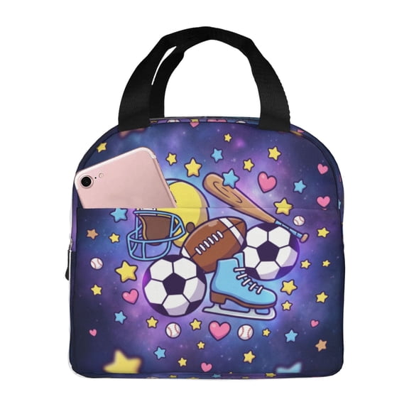 Football Lunch Bag, Portable Insulated Cooler Tote, Football Fan Gift Design, Reusable Lunch Box For Women Men, Travel Picnic Daily Use