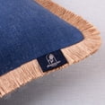thumbnail image 4 of Phantoscope Linen Tassel Trimmed Farmhouse Series Decorative Throw Pillow, 18" x 18", Navy Blue, 1 Pack, 4 of 7