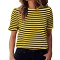 thumbnail image 2 of Womens Short Sleeve Tunic Tops Casual Striped Print T Shirt Crew Neck Top Blouse Tee Tops, 2 of 7