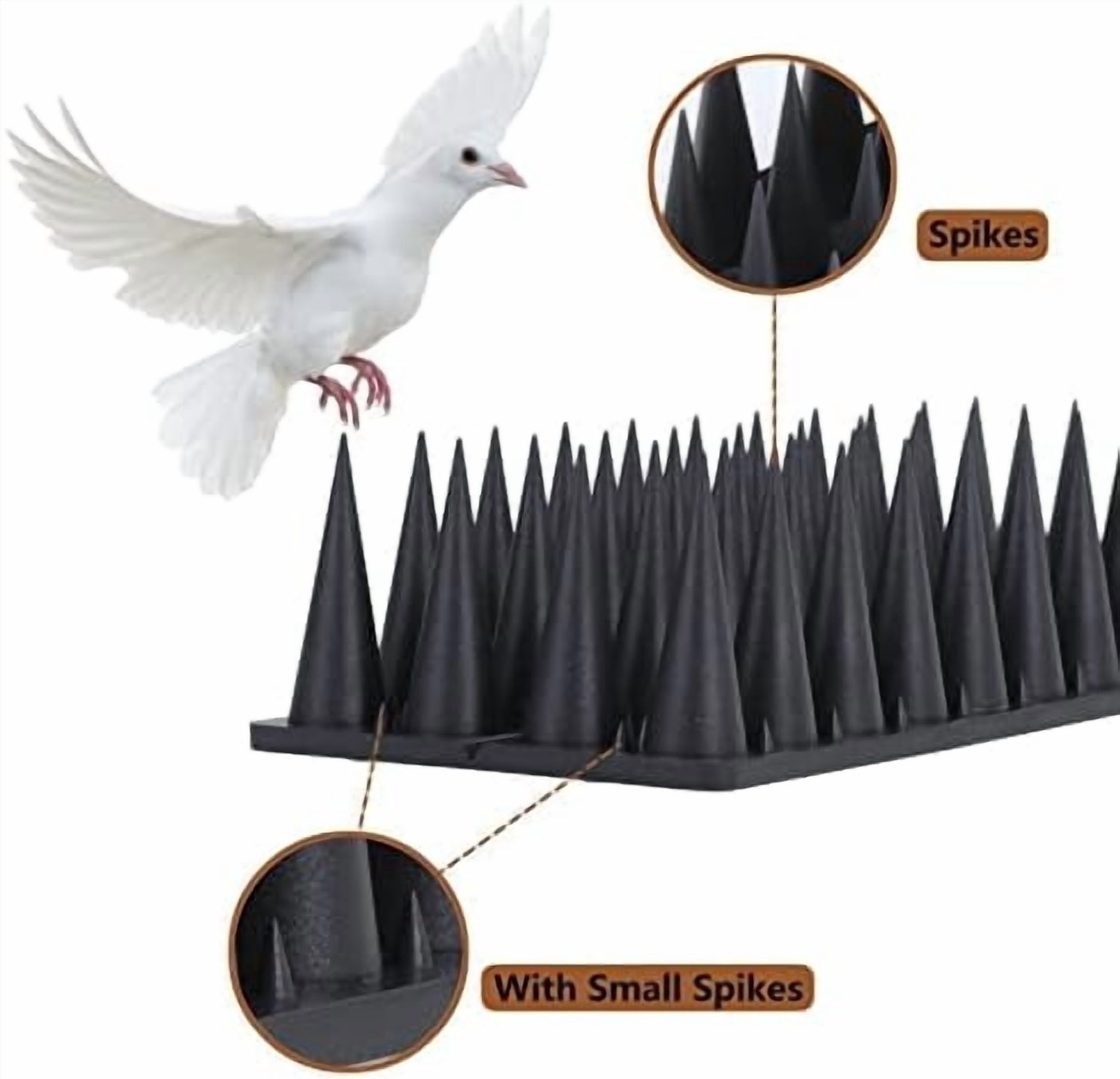 Bird Spikes, 20 Pack Bird Guard Spikes for Squirrel Cat Raccoon and Other Small Animals, Pigeon Spikes for Outdoor Fences and Roofs, Durable Plastic Bird Barrier Strips