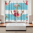 thumbnail image 2 of Ambesonne Shabby Flora Kitchen Curtains, Anchors and Roses, 55"x39", Multicolor, 2 of 3
