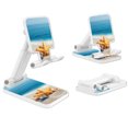 thumbnail image 2 of WIRESTER White Foldable Phone Stand for Desk, Adjustable Portable Cell Phone Holder for iPhone 17, 16, 15, 14 and Android Smartphones - Seashells On The Beach, 2 of 6