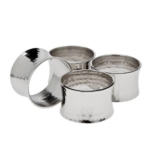 Godinger 55102 Hammered Concave Napkin Rings - Set Of 4