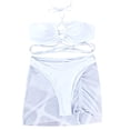 thumbnail image 2 of Abcnature Women's Bikini Swimsuits Sets, Thong Bikini Sets Cross Sling High Waist Shorts Costume 3-piece Split Swimwear Bikini Sets for Women White S, 2 of 3