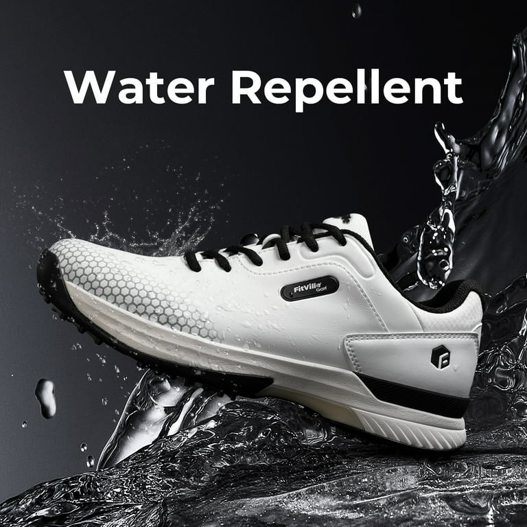 FitVille Extra Wide Mens Golf Shoes Waterproof Spiked Golf Shoes