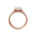 thumbnail image 5 of AFFY 1.50CT Princess & Round Moissanite Diamond Halo Bridal Ring Set for Women 14K Solid Rose Gold-4, 5 of 8