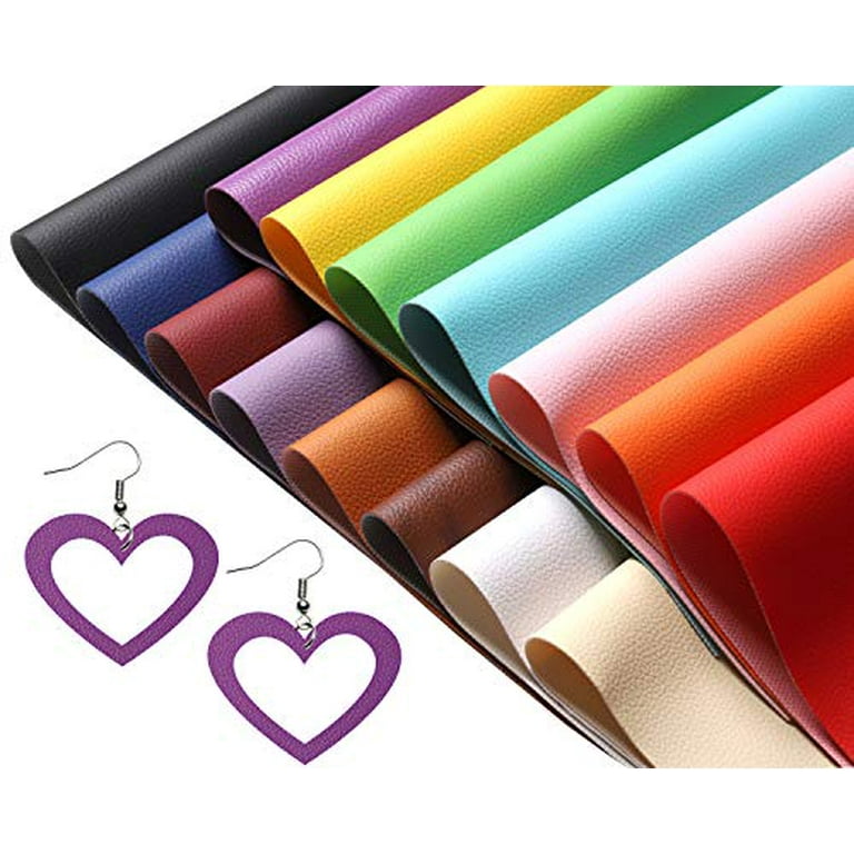Picheng Solid PU Synthetic Faux Leather Sheets 15pcs/Set 8.2 x 11.8Soft  Leather Fabric Sheets Suitable for Making Bows, Leather Earrings, Hair
