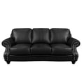 thumbnail image 2 of Leather Sofa 86" Wide 3 Seater Couch Rolled Arm Nailhead Trim Living Room Furniture, 2 of 8