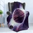 thumbnail image 4 of Galaxy Soft Flannel Fleece Blanket, Outer Space Theme Planets Saturn Mars Neptune Science Fiction Solar Scene Artprint, Cozy Plush for Indoor and Outdoor Use, 50" x 60", Mauve Purple, by Ambesonne, 4 of 5