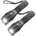 thumbnail image 1 of Kunova (TM) 2PCS Tactical Flashlight, Ultra Bright XML T6 LED Torch with 5 Light Modes & Adjustable Focus for Emergency Camping Hiking (2 Pack), 1 of 7