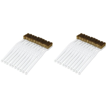 

20 Pcs 6.9 inch Length Plastic White Handle Bristle Brush Brass Metal