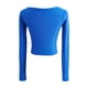 thumbnail image 4 of Txlixc Blusa de corte de punto sólido de manga corta, manga larga y cuello redondo profundo para mujeres fiesta de ocio callejero blusa de primavera y otoño callejero Txlixc moda, 4 of 9