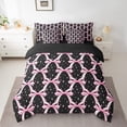 thumbnail image 2 of Ensemble de Literie 7 Pcs Rose avec Nœud Papillon pour Enfants Grand Lit, Ensemble de Literie Patchwork Géométrique Nœud Papillon Nœud Papillon, Ciel Étoilé Rêveur Romantique (Couette + Drap-Housse + Drap Plat + 2 Taies d'Oreiller + 2 Housses de Coussin Décoratif), 2 of 5