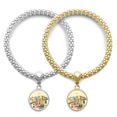 thumbnail image 1 of City Building Colorful France Painting Lover Bracelet Bangle Pendant Jewelry Couple Chain, 1 of 3