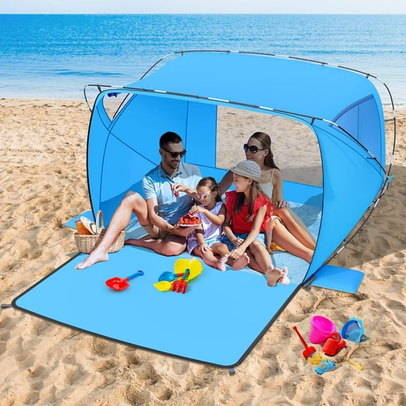 Beach Tent Sun Shelter,4-6 Person Beach Shade Tent, Easy Setup UPF 50  UV Protection Portable Lightweight Beach Cabana Sun Shade Shelter