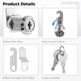 thumbnail image 4 of 12 PCS 1-1/8 Inches Cam Locks, Keyed Alike Cam Lock, Cabinet Cam Lock with Keys, Secure Zinc Alloy Lock Replacement for Truck Toolbox Mailbox File Drawer RV Door, Fit 1 Inch Max Panel Thickness, 4 of 7