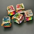 thumbnail image 4 of 1PC Natural Rainbow Cube Pendant Stone Quartz Crystal Carved Gold Trim Healing, 4 of 4