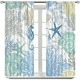 thumbnail image 3 of Nautical Coastal Bedroom Curtains,Nautical Beach Starfish Seashell Blue Curtains Summer Ocean Window Treatment Drapes for Living Room 42x63in, 3 of 6
