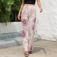 thumbnail image 3 of Pink Floral Seamless Pattern Design High Waisted Casual Flared Trousers Summer Home Pants Gift Street Fashion Night Club Big Size Trousers, 3 of 5