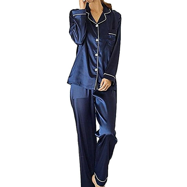 Pyjama en soie bleu électrique
