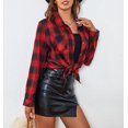 thumbnail image 3 of Alex Vando Plaid Flannel Shirts for Women Long Sleeve, Oversized Womens Casual Flannel Button Down Shirts Blouses Tops,RedBlack2 M, 3 of 6