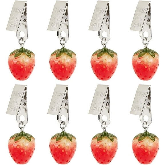 SUNNYCLUE Set of 8 Strawberry Table Weights Hangers Tablecloth Weights Clip Table Cloth Weights Clips Handicraft Weights Clips for Home Garden Wedding Party Camping Picnic Curtains
