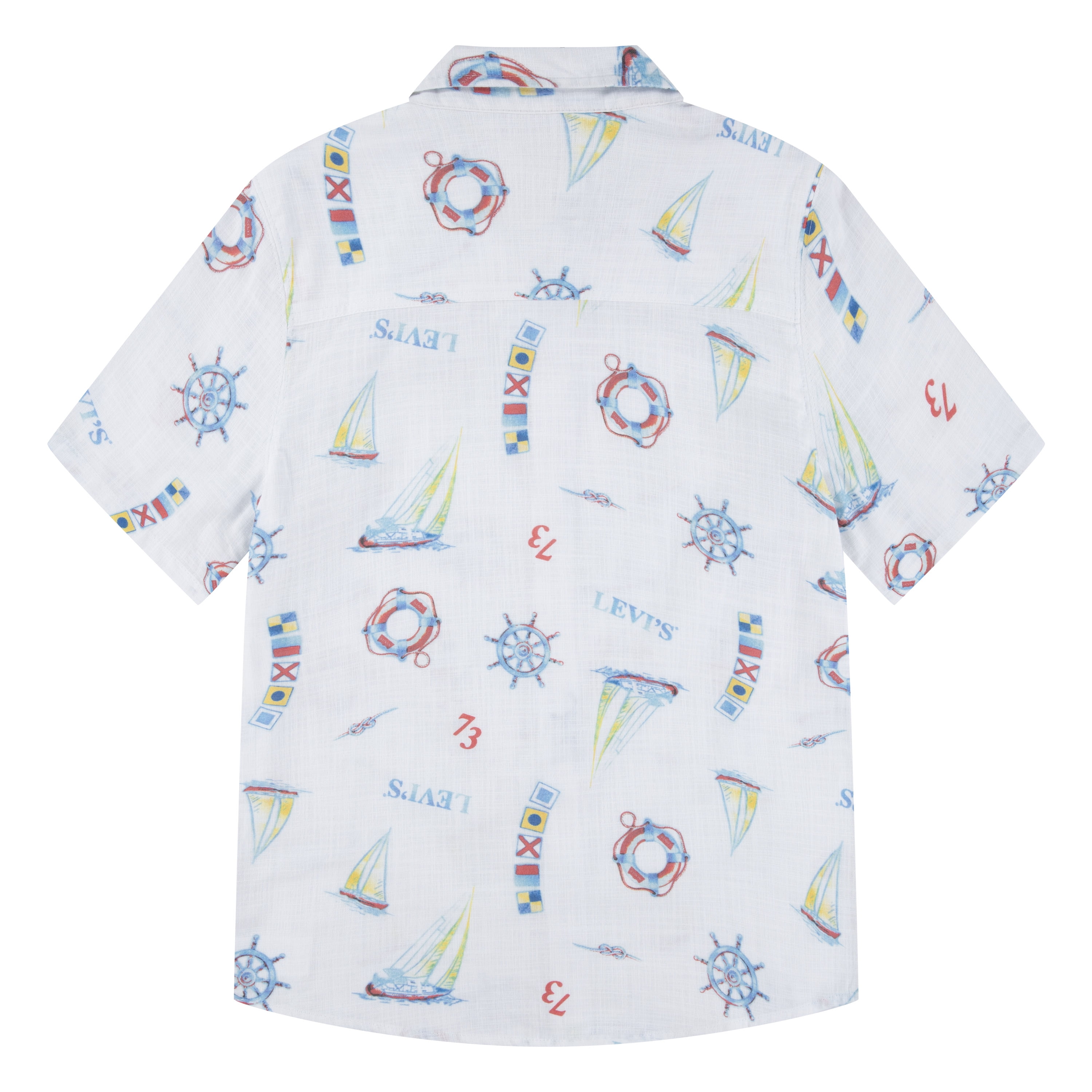 Levi's Boys' Print Textured Button Up Cotton Shirt with Short Sleeves, Sizes 8-20