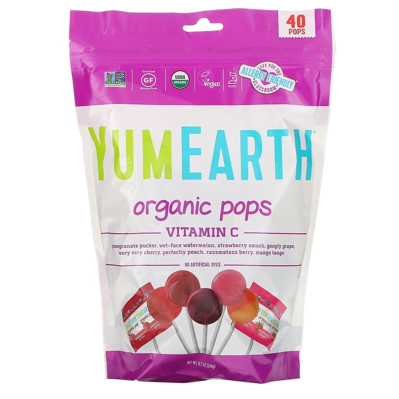 YumEarth, Organic Pops, Vitamin C, Assorted Flavors, 40 Pops, 8.5 oz
