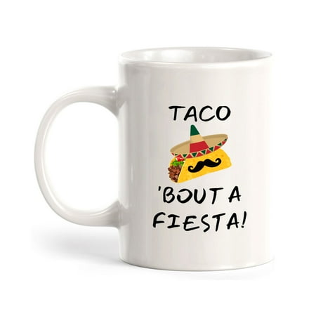 Designs ByLITA Taco 'bout a Fiesta! 11oz Plastic Coffee Mug Elegance | Great Novelty Gift | High Quality Sublimation | Mexican Pride